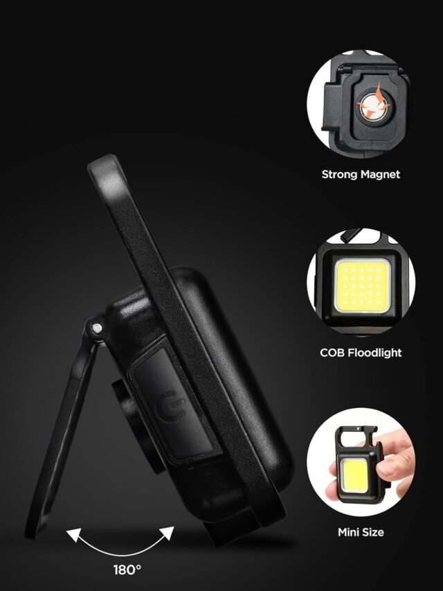 LED Mini COB Keychain and magentic Flashlight Portable USB Rechargeable Light 3 Light Modes